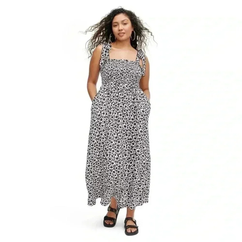 NWT Women's Smocked Tie Strap Neutral
Poppy Midi Dress -‎ DVF for Target XXS